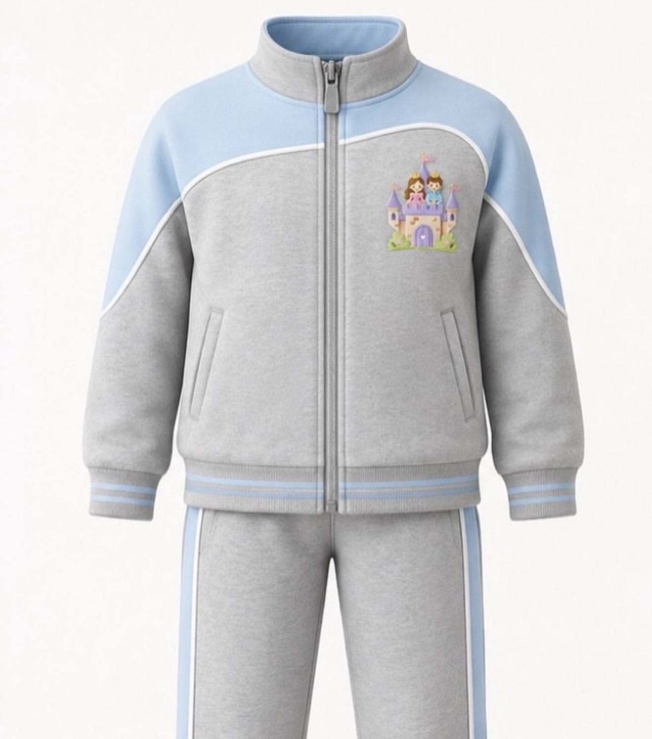 Buzo gris del uniforme 2027 con detalles celestes